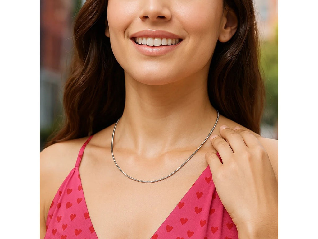 Rhodium Omega Chain Necklace 1.55mm