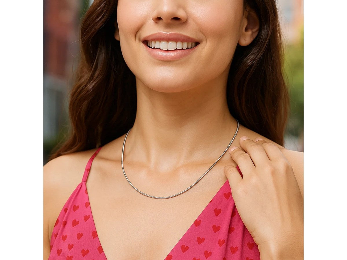 Rhodium Omega Chain Necklace 1.55mm