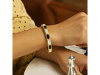 Art Deco Hexagon Diamond Bangle with Onyx & Pearl Inlay