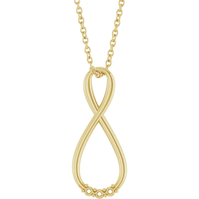 3 Stone Infinity Pendant Necklace Mount Adjustable 16 to 18 Inch Customizable