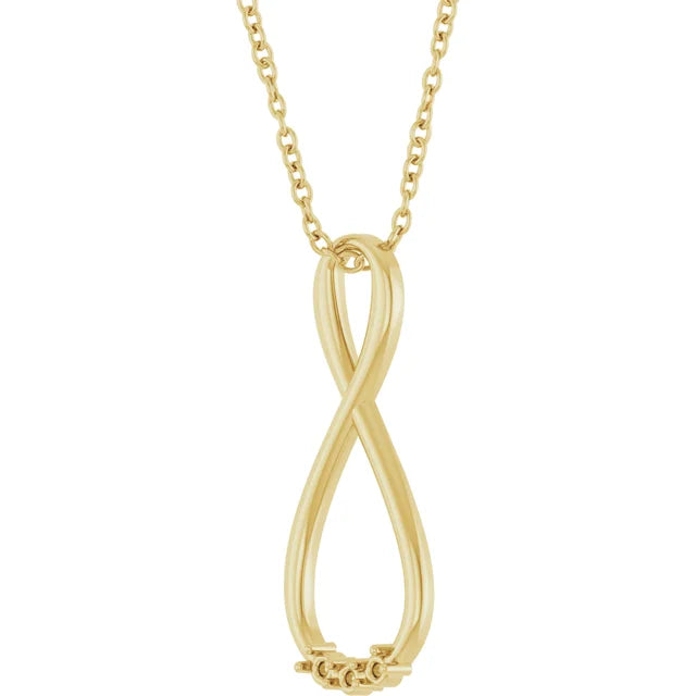 3 Stone Infinity Pendant Necklace Mount Adjustable 16 to 18 Inch Customizable