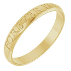 Forever Yours Engraved Half Round Band, Ultra-Lightweight 3mm Size 7
