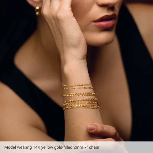 14KT Yellow Gold 2mm Rolo Chain Bracelet, 7 Inch Polished Lobster Clasp