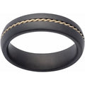 Black Ceramic Rope Inlay Comfort Fit Band 6mm Satin Finish Size 10