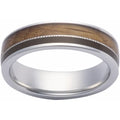 Cobalt Whiskey Barrel Wood Inlay Comfort-Fit Band, 6mm Size 10