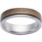 Cobalt Whiskey Barrel Wood Inlay Comfort-Fit Band, 6mm Size 10