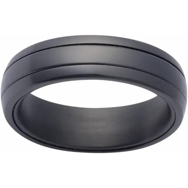 Zirconium Spinner Inlay Comfort Fit Band 6mm Polished Size 10