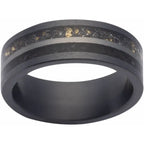 Zirconium Flat Comfort Fit Band with Megalodon & Meteorite Inlay 8mm Size 10