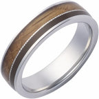 Cobalt Whiskey Barrel Wood Inlay Comfort-Fit Band, 6mm Size 10