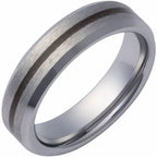 Tungsten Crushed Red Dino Inlay Band 6mm Beveled Edge Satin Size 10