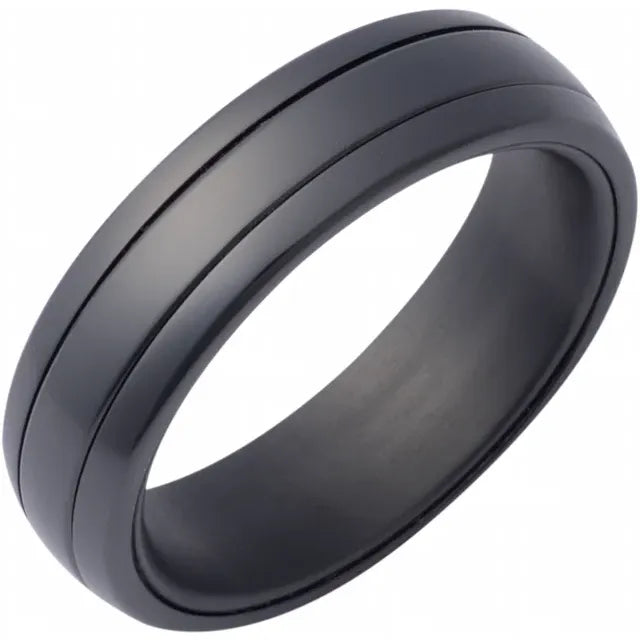 Zirconium Spinner Inlay Comfort Fit Band 6mm Polished Size 10