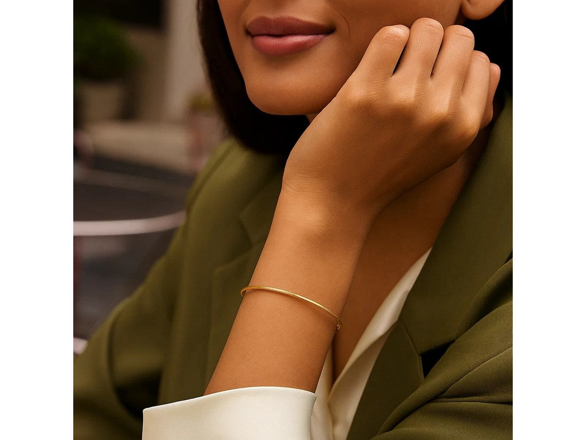 Diamond Cut Stackable Bangle Bracelet with Lobster Clasp