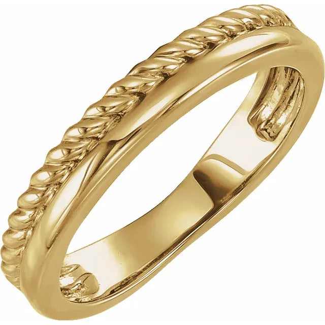 14K Yellow Gold Rope Band Ring, Size 10, 2.9mm Polished Finish