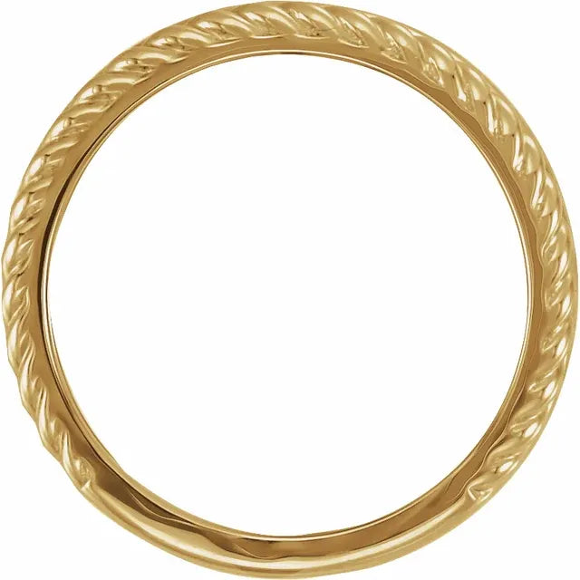 14K Yellow Gold Rope Band Ring, Size 10, 2.9mm Polished Finish