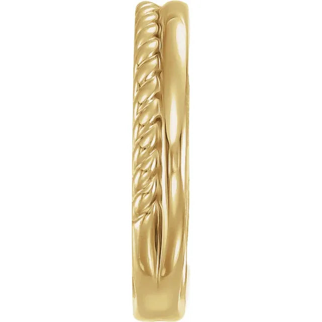 14K Yellow Gold Rope Band Ring, Size 10, 2.9mm Polished Finish