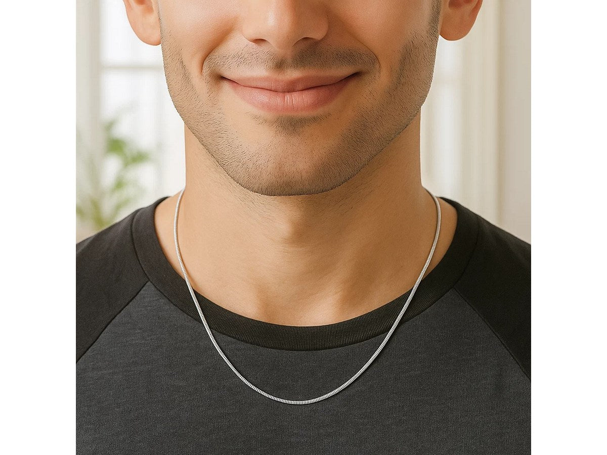 Sterling Silver Rhodium Plated Snake Chain Necklace