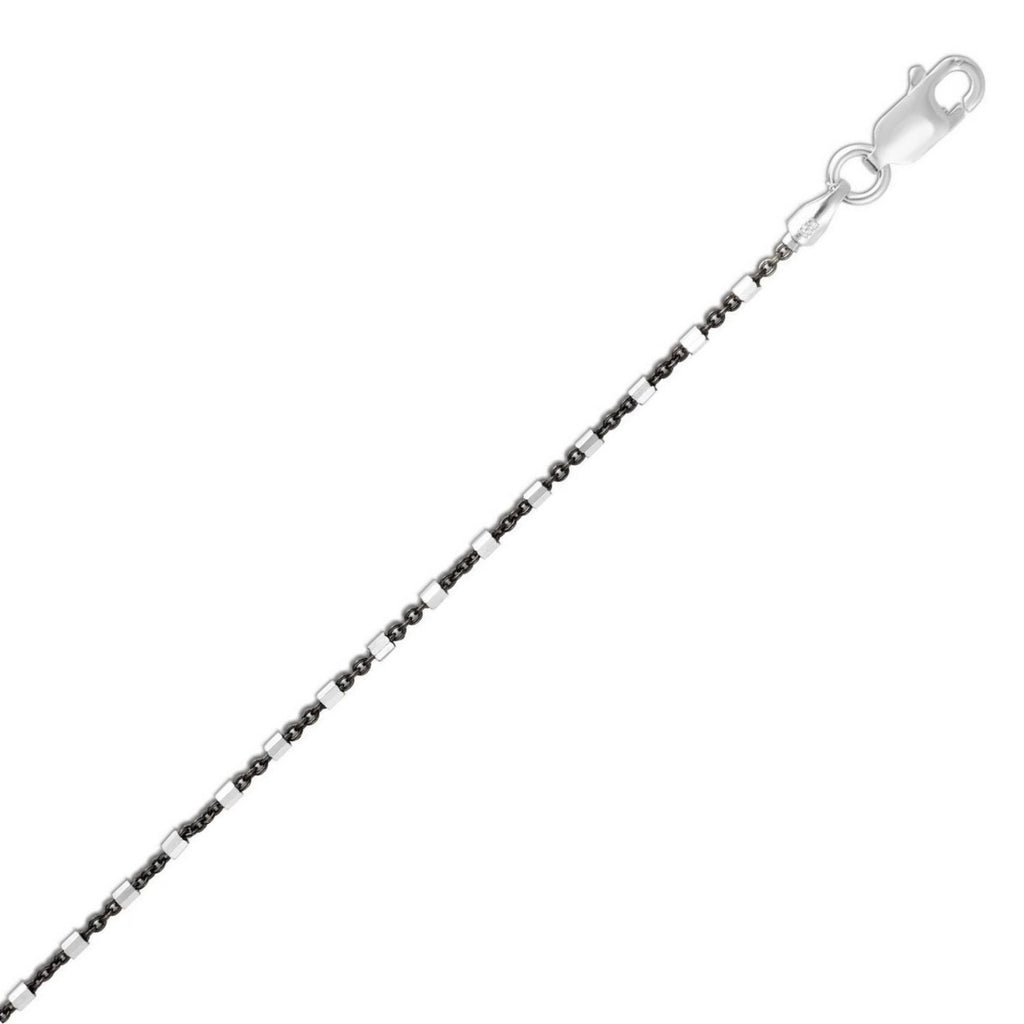 Bead and Bar Chain Anklet Polished Finish