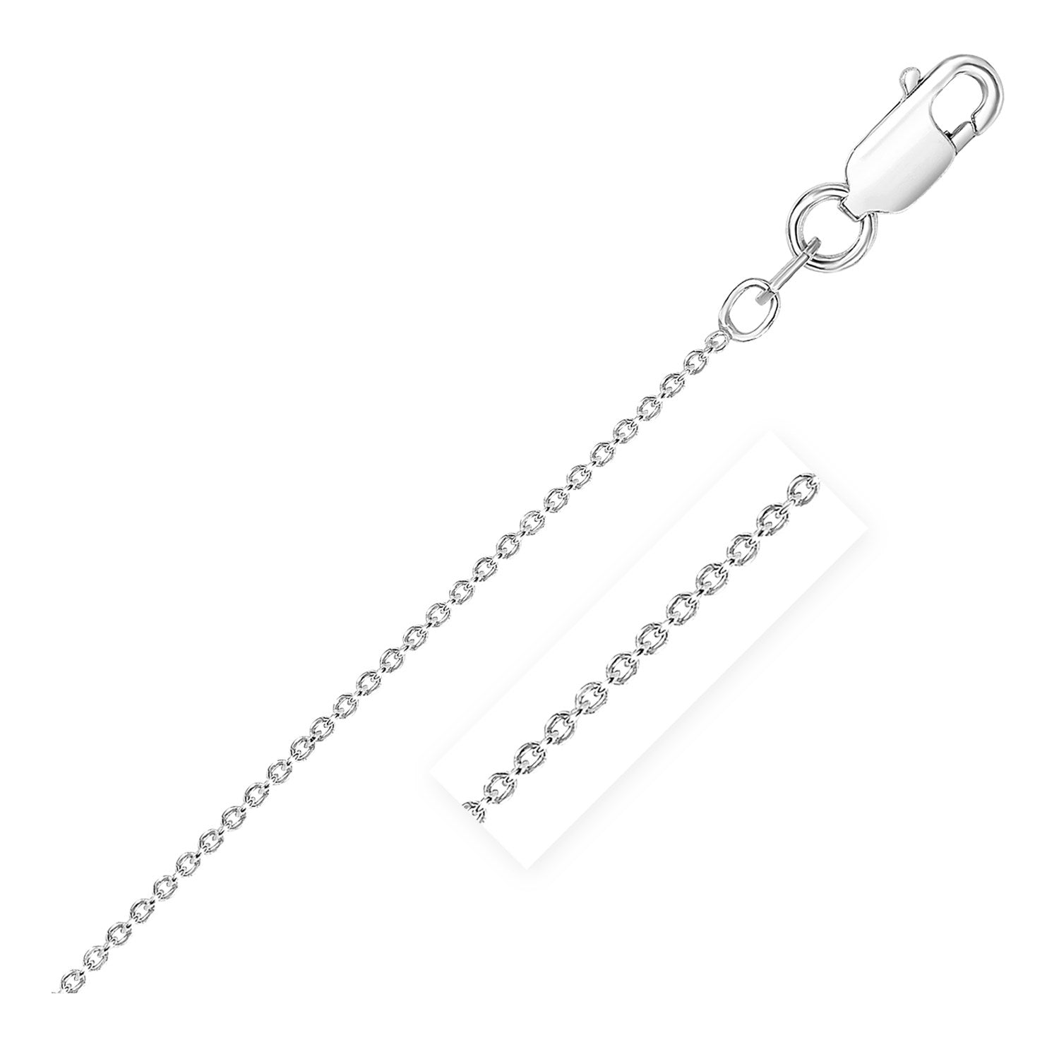 Round Cable Chain Necklace 2.60mm Rhodium Sterling Silver