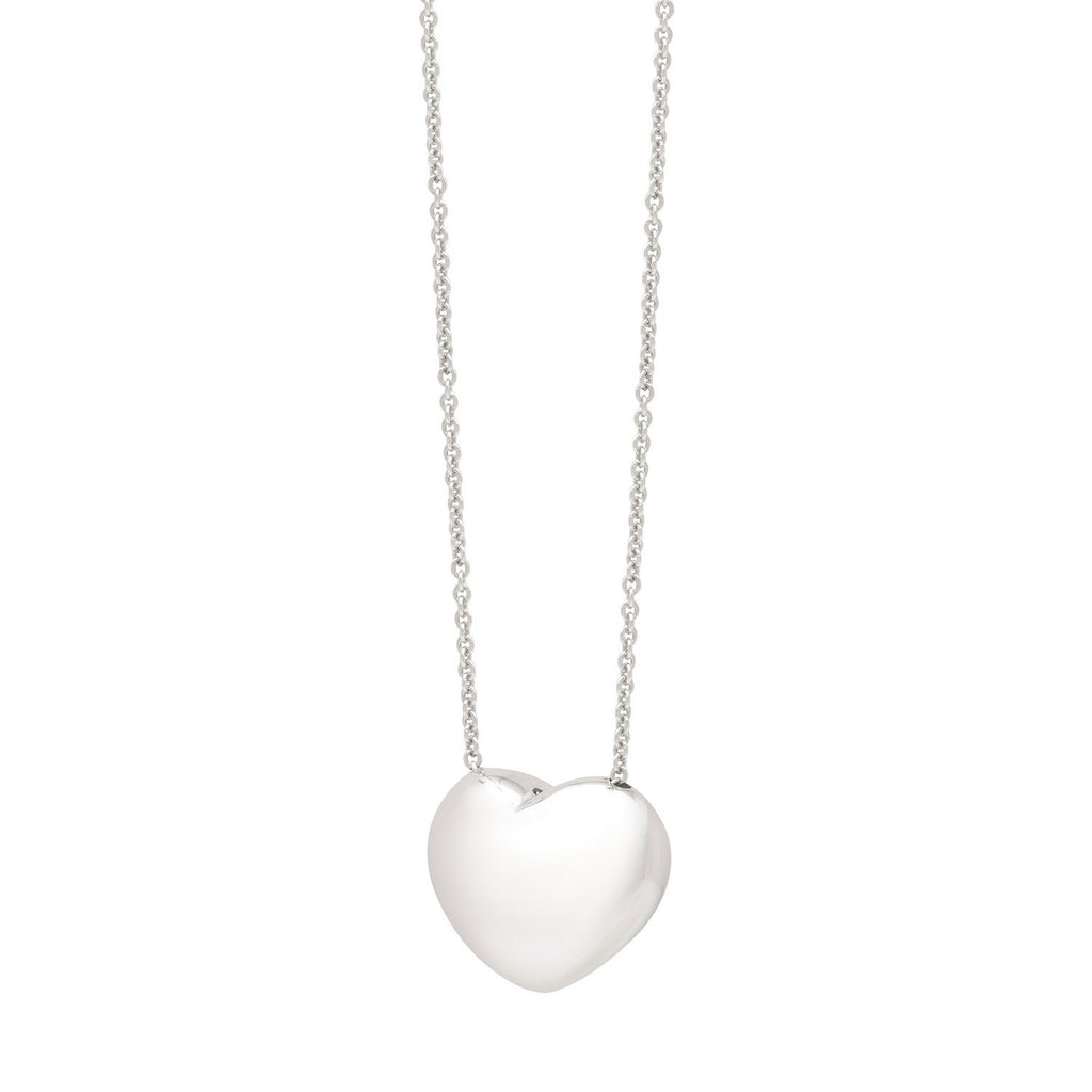 Puffy Heart Pendant Necklace in Sterling Silver