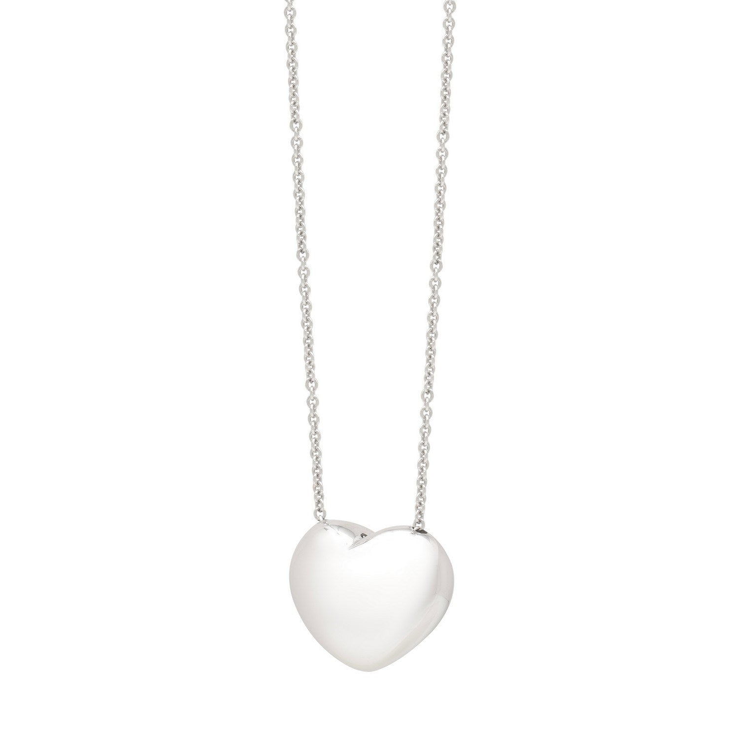 Puffy Heart Pendant Necklace in Sterling Silver