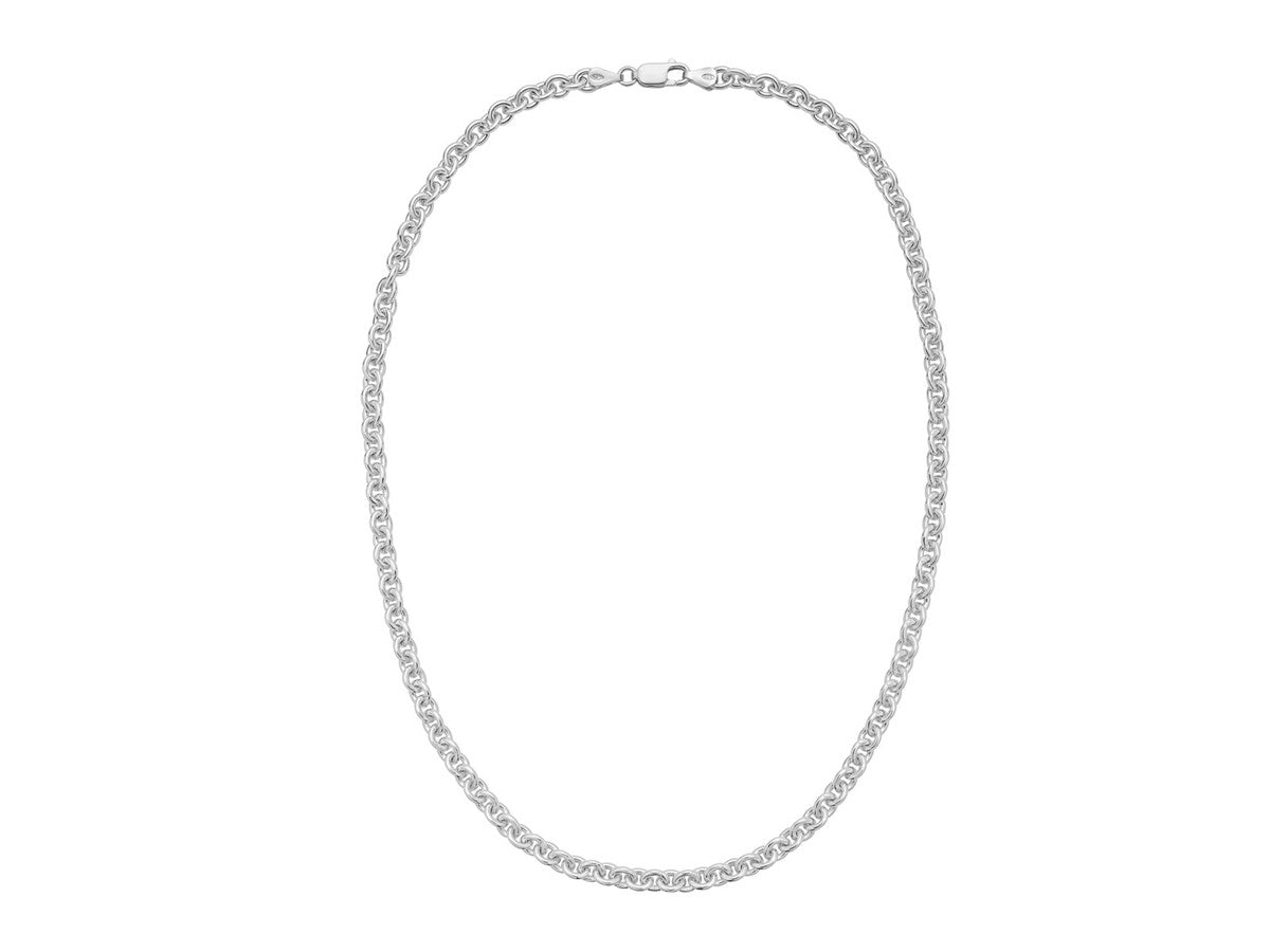 Bold Rolo Chain Necklace 5.70mm Rhodium Sterling Silver