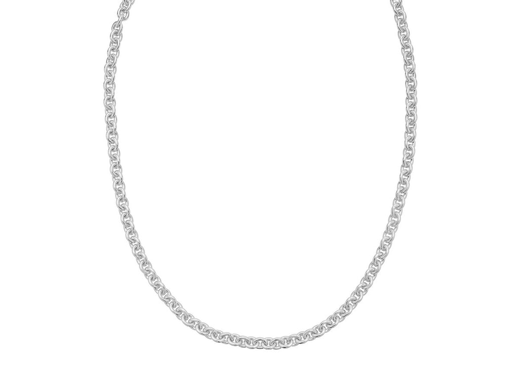 Bold Rolo Chain Necklace 5.70mm Rhodium Sterling Silver