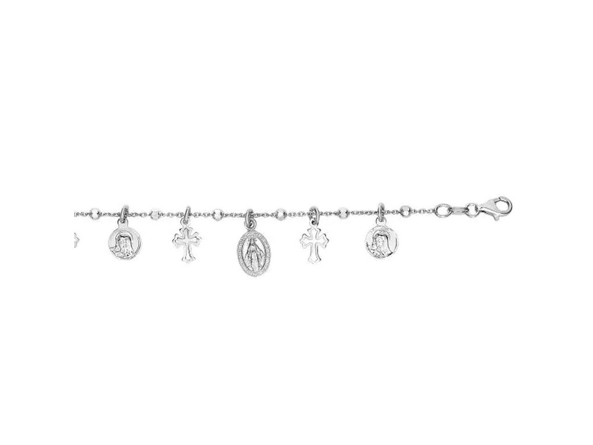 Religious Charm Cross Bracelet in Sterling Silver