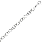 Rhodium Plated Sterling Silver Cable Chain Bracelet