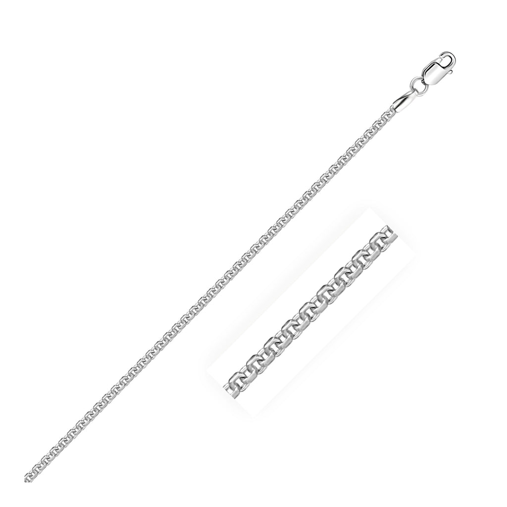 Round Box Chain Necklace 1.80mm Rhodium Sterling Silver
