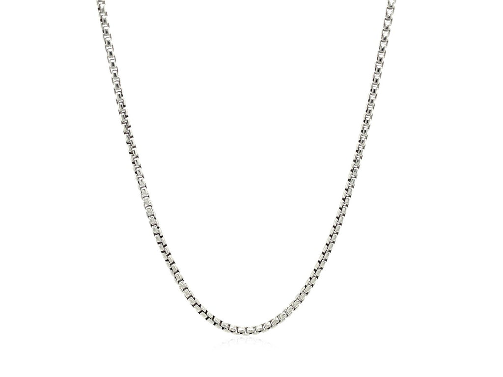 Round Box Chain Necklace 1.80mm Rhodium Sterling Silver