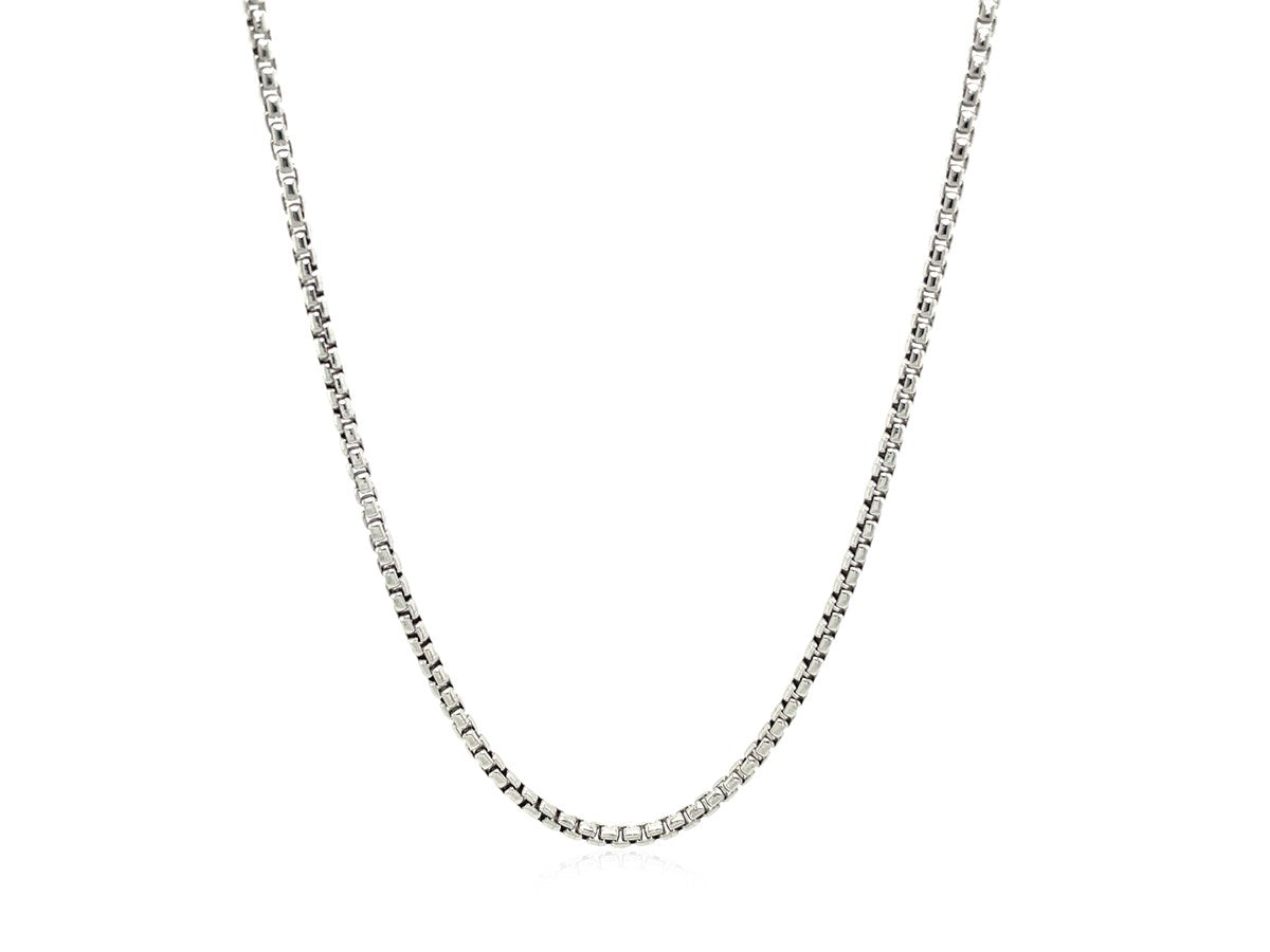 Round Box Chain Necklace 1.80mm Rhodium Sterling Silver