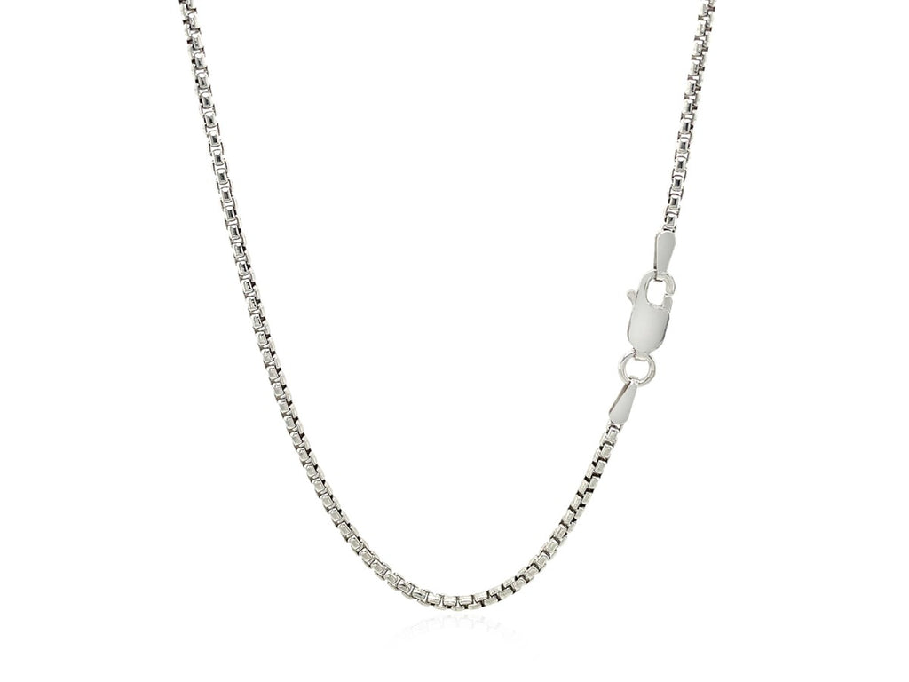 Round Box Chain Necklace 1.80mm Rhodium Sterling Silver