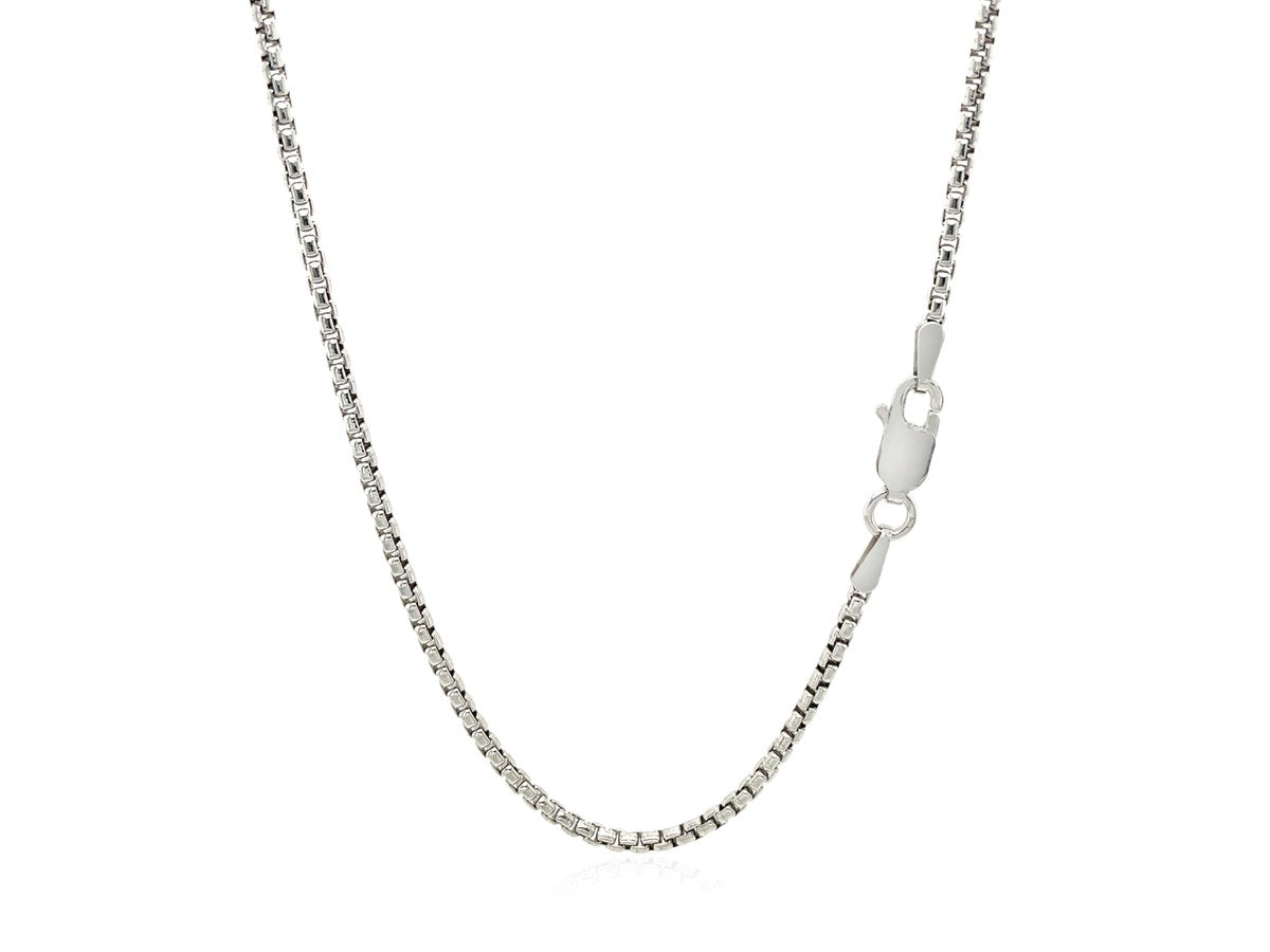 Round Box Chain Necklace 1.80mm Rhodium Sterling Silver