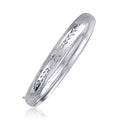 Floral Cut High Polish Bangle with Hidden Clasp
