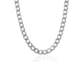 Heavy Curb Chain Necklace 11.60mm Rhodium Sterling Silver