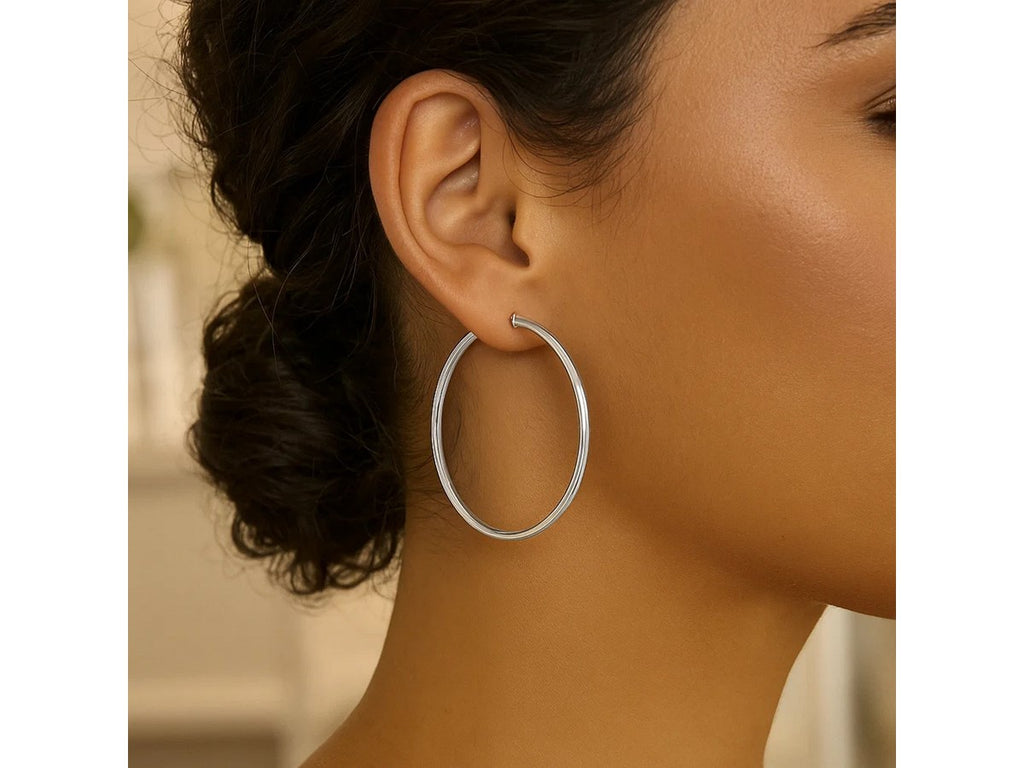 Large Sterling Silver Hoop Earrings
