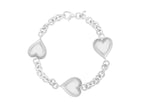 Triple Heart Puffed Bracelet in Rhodium Plated Sterling Silver