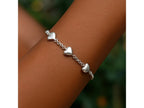 Triple Heart Puffed Bracelet in Rhodium Plated Sterling Silver