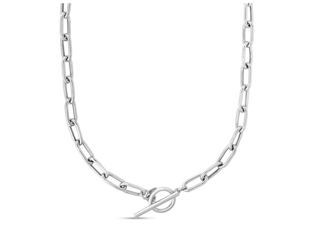 Paperclip Toggle Chain Necklace in Sterling Silver