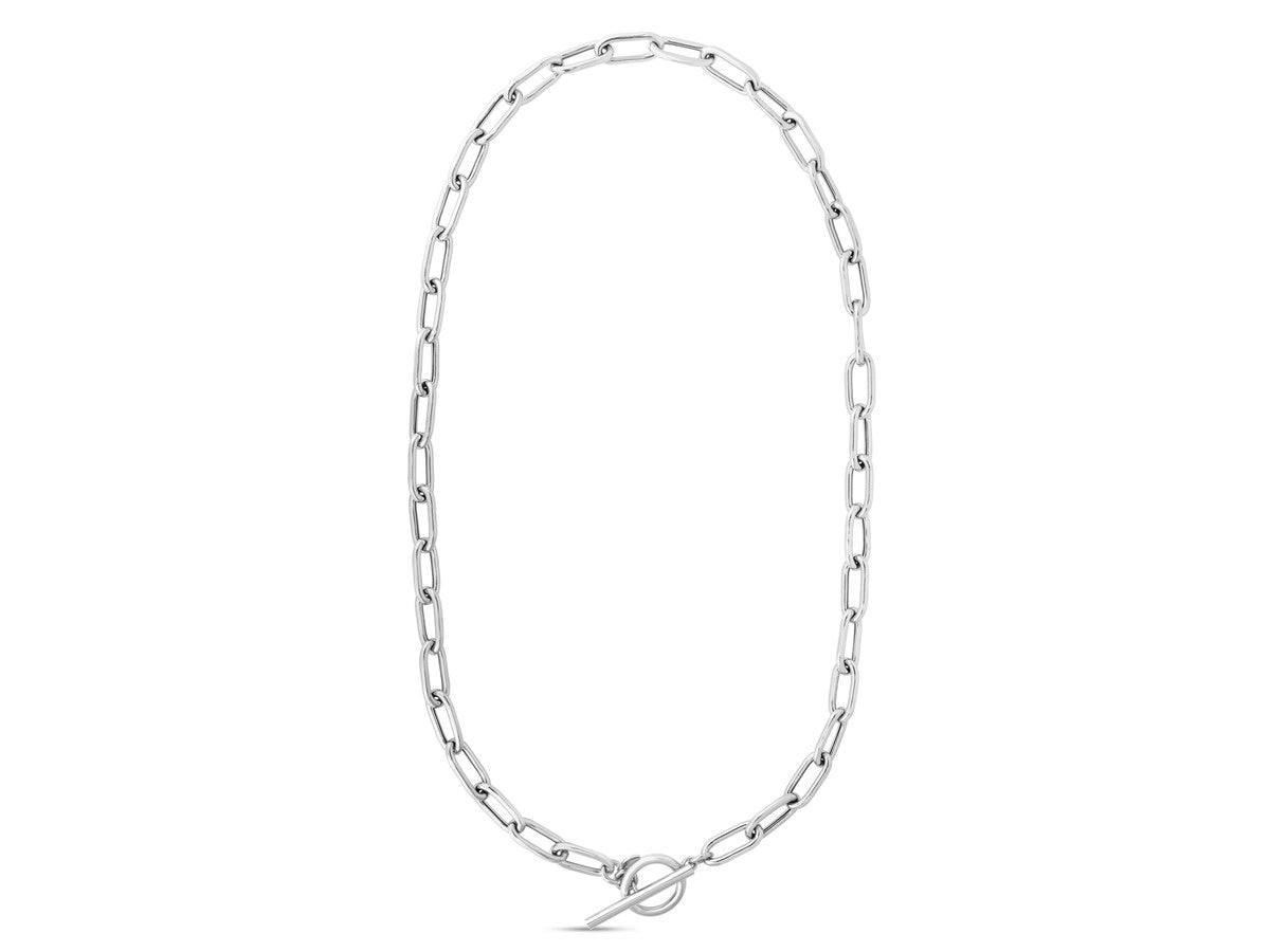 Paperclip Toggle Chain Necklace in Sterling Silver