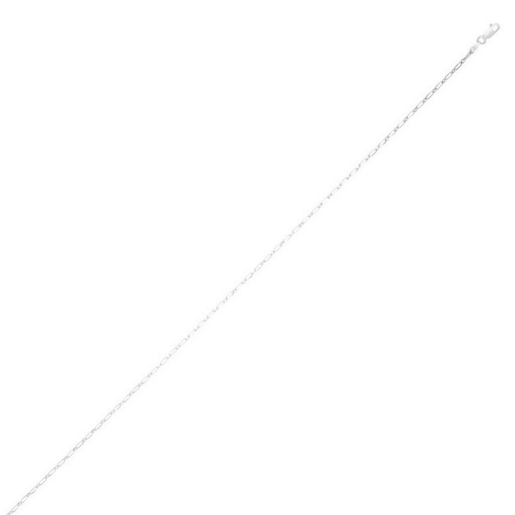 Petite Alternating Paperclip Chain Necklace 3.15mm Rhodium Sterling Silver