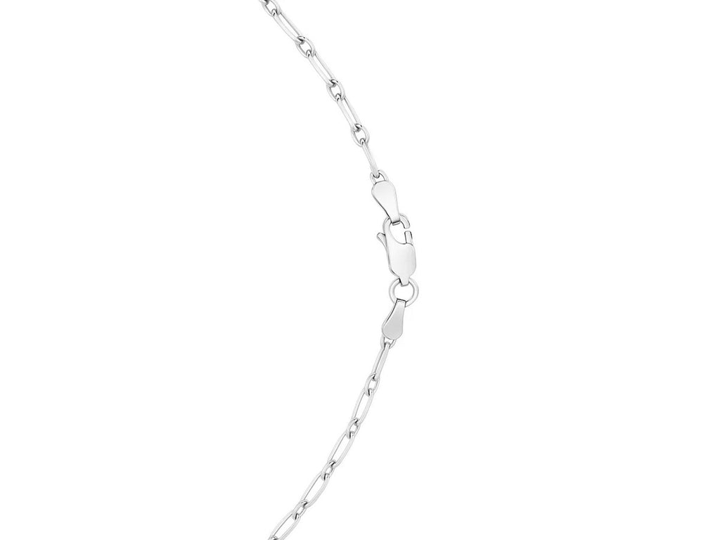 Petite Alternating Paperclip Chain Necklace 3.15mm Rhodium Sterling Silver