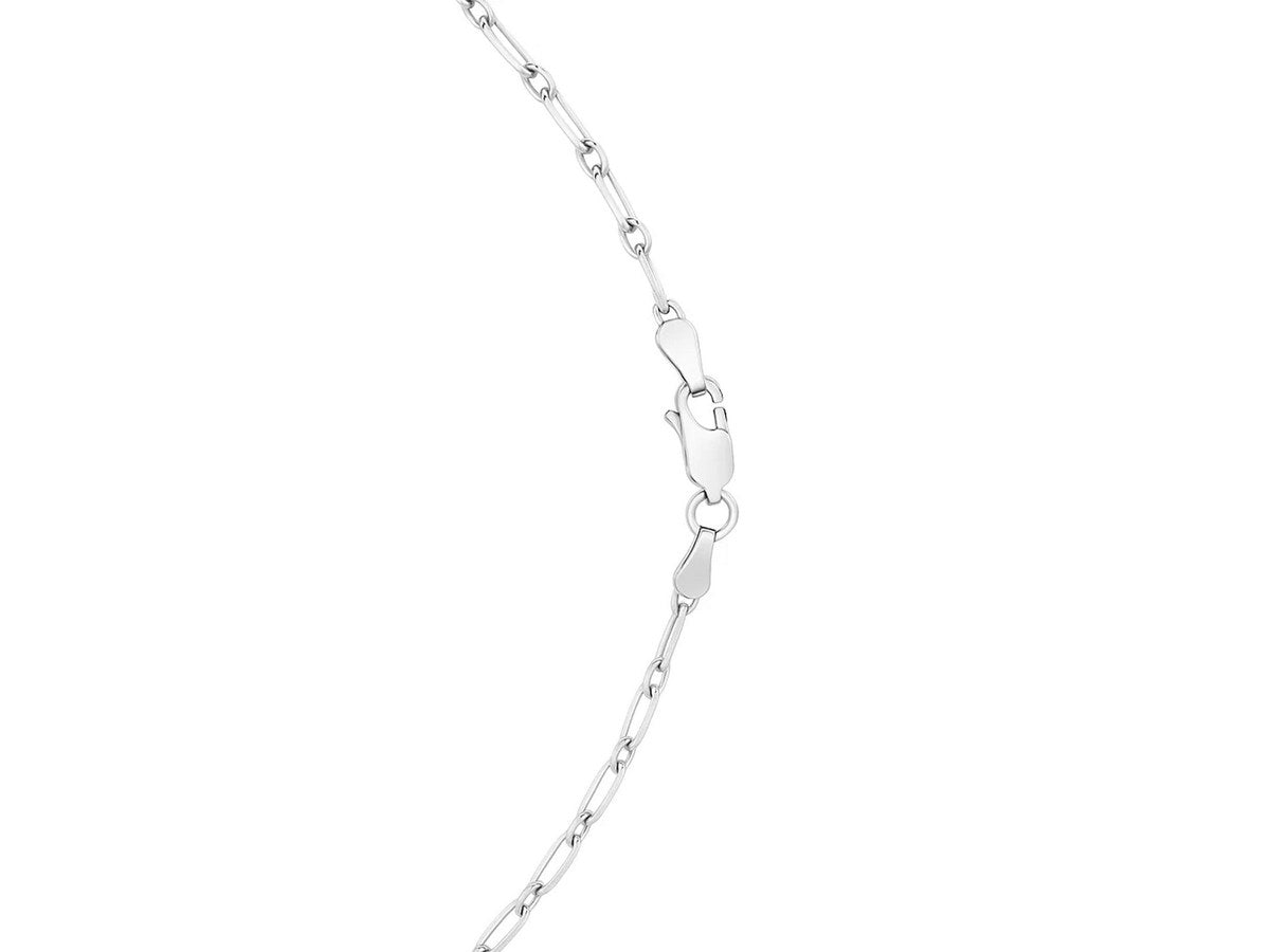 Petite Alternating Paperclip Chain Necklace 3.15mm Rhodium Sterling Silver