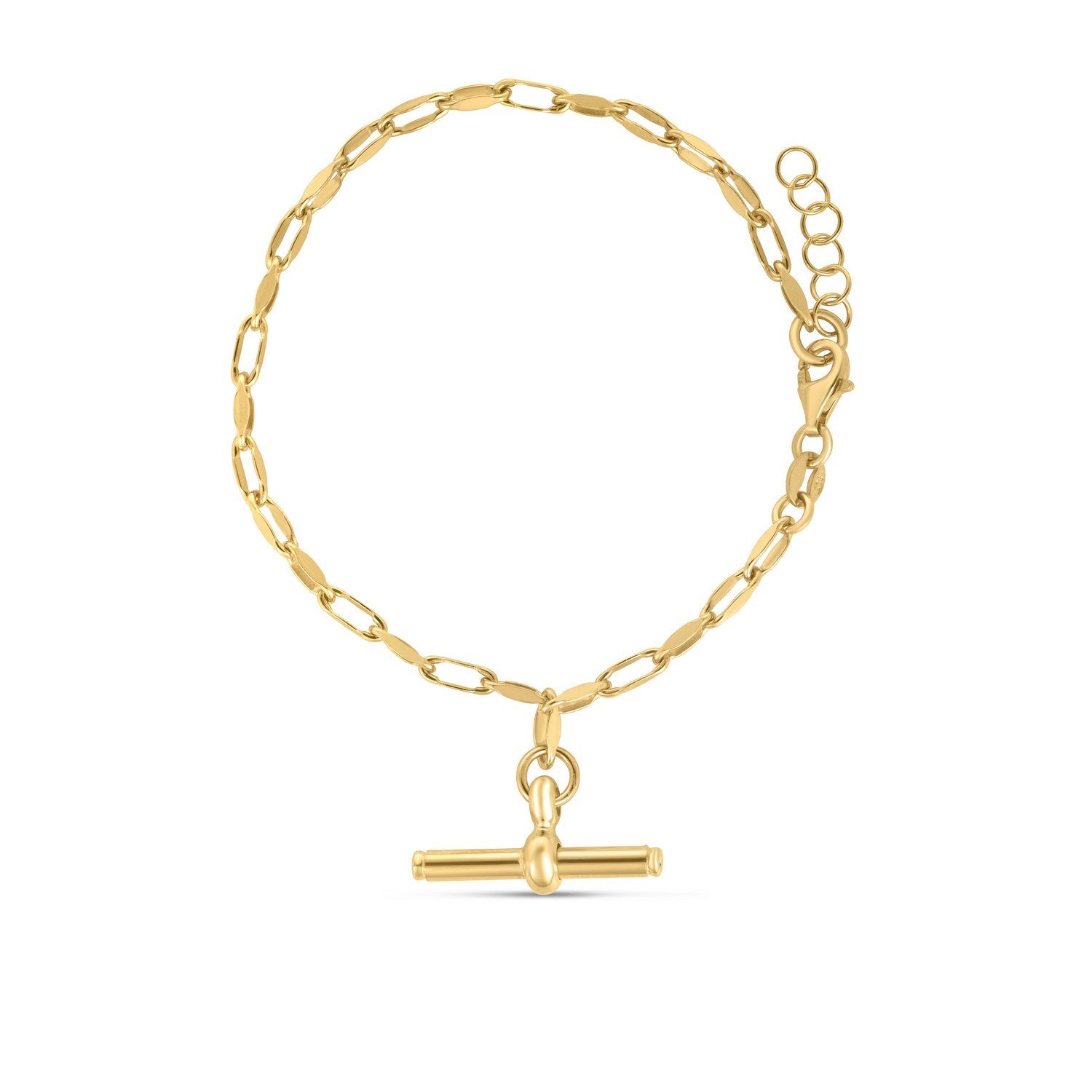 Toggle Link Statement Bracelet in Yellow Plated Sterling Silver