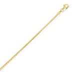 Gold Plated Round Box Chain Necklace 2.10mm Sterling Silver