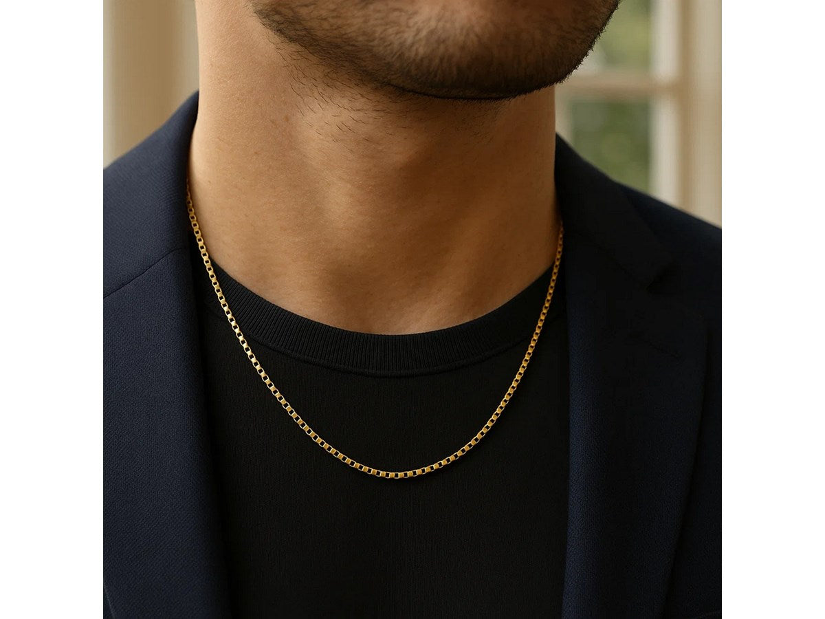 Gold Plated Round Box Chain Necklace 2.10mm Sterling Silver