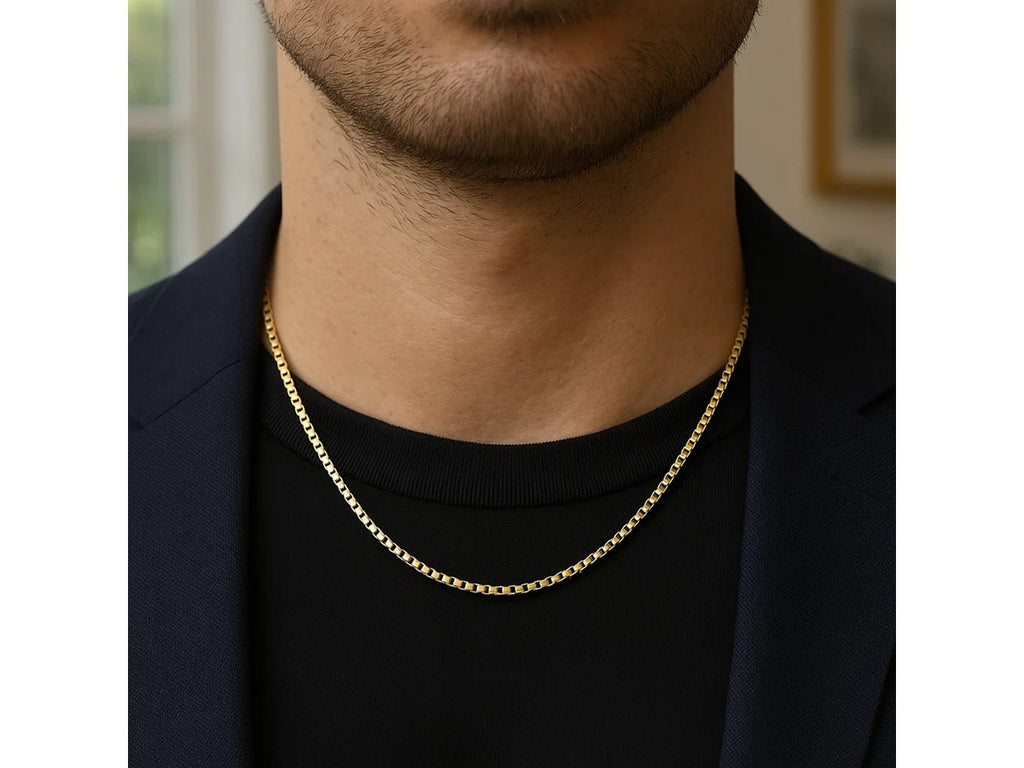 Gold Plated Round Box Chain Necklace 2.60mm Sterling Silver