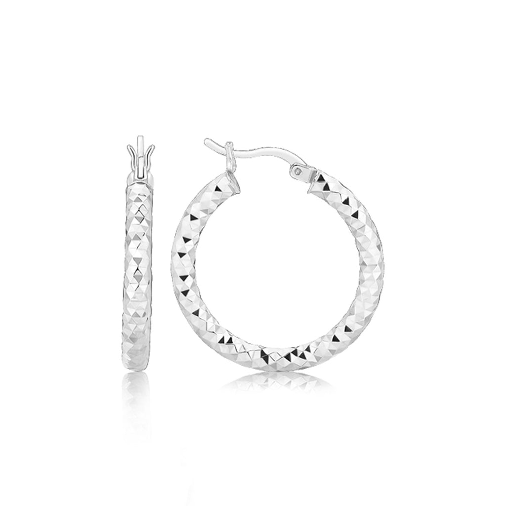 Faceted Sterling Silver Hoop Earrings