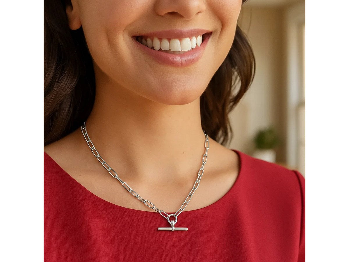Modern Paperclip Link Sterling Silver Necklace