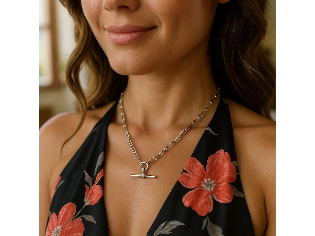 Modern Paperclip Link Sterling Silver Necklace